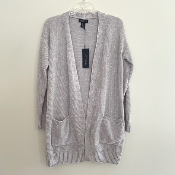 Rachel Zoe Sweaters - Rachel Zoe Womens‎ Small Knit Open Front Cardigan Sweater Lilac Gray Pockets NWT